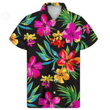 Load image into Gallery viewer, Orchids Hibiscus Leaves Print Tropical Hawaiian Floral Short Sleeved Shirts for Men