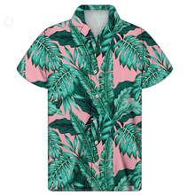 Load image into Gallery viewer, Men's Tropical Floral Leaves Cuban Guayabera Summer Hawaiian Short Sleeve Button Down Shirts