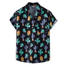 Load image into Gallery viewer, Button Down Funny Cactus Print Hawaiian Summer Short Sleeve Shirts for Men