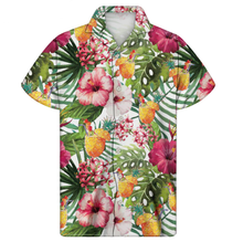 Load image into Gallery viewer, Tropical Hawaiian Floral Design Turn-down Collar Short Sleeve Beach Aloha Shirt