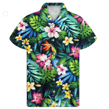 Load image into Gallery viewer, Orchids Hibiscus Leaves Print Tropical Hawaiian Floral Short Sleeved Shirts for Men