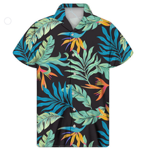 Load image into Gallery viewer, Men's Tropical Floral Leaves Cuban Guayabera Summer Hawaiian Short Sleeve Button Down Shirts