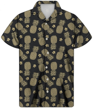 Load image into Gallery viewer, Button Down Tropical Floral Pineapple Print Hawaiian Cuban Short Sleeve Shirt