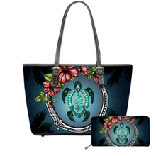 Load image into Gallery viewer, Hawaiian Samoa Turtle Hibiscus Print Luxury Handbag and Purse