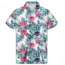 Load image into Gallery viewer, Men's Tropical Floral Leaves Cuban Guayabera Summer Hawaiian Short Sleeve Button Down Shirts
