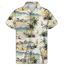 Load image into Gallery viewer, Men's Tropical Floral Leaves Cuban Guayabera Summer Hawaiian Short Sleeve Button Down Shirts