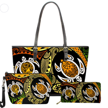 Load image into Gallery viewer, Maori Polynesian Hawaiian Sea Turtle 3pcs/Set Handbag and Wallet for Women