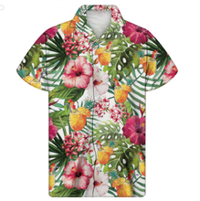 Load image into Gallery viewer, Tropical Hawaiian Floral Design Turn-down Collar Short Sleeve Beach Aloha Shirt