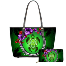 Load image into Gallery viewer, Hawaiian Samoa Turtle Hibiscus Print Luxury Handbag and Purse