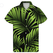Load image into Gallery viewer, Men's Tropical Floral Leaves Cuban Guayabera Summer Hawaiian Short Sleeve Button Down Shirts