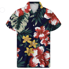 Load image into Gallery viewer, Orchids Hibiscus Leaves Print Tropical Hawaiian Floral Short Sleeved Shirts for Men
