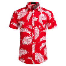 Load image into Gallery viewer, Palm leaf Print Shirt Summer Pocket Men's Hawaiian Casual Aloha Shirts