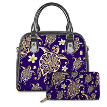 Load image into Gallery viewer, Turquoise Tribal Sea Turtle Hawaiian Shoulder Handbags for Women