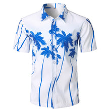 Load image into Gallery viewer, Palm Tree Print Summer Hawaiian Beach Short Sleeve Button Up Shirt for Men