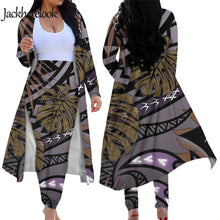 Load image into Gallery viewer, Women's 2 Piece Outfits Hawaiian Tropical Print Autumn Long Sleeve Cardigan Skinny Bodycon Pants Set