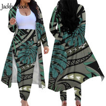 Load image into Gallery viewer, Women's 2 Piece Outfits Hawaiian Tropical Print Autumn Long Sleeve Cardigan Skinny Bodycon Pants Set