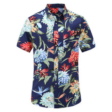Load image into Gallery viewer, Floral Men's Short Sleeve Beach Hawaiian Cotton Shirts