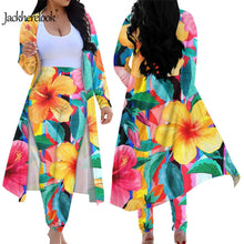 Load image into Gallery viewer, Vintage Aloha Hibiscus Anthurium Print Long Sleeve Open Front Cardigans and Skinny Pants