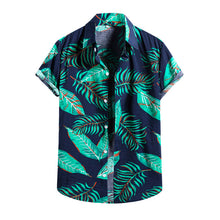 Load image into Gallery viewer, Green Leaf Print Short Sleeve Turn Down Collar Hawaiian/Aloha Shirt