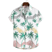 Load image into Gallery viewer, Summer Casual Stripes/Tree Printed Short Sleeve Hawaiian Shirt for Men