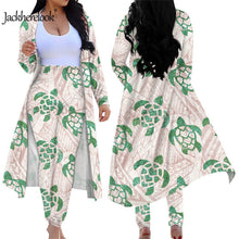 Load image into Gallery viewer, Tropical Polynesian Turtle Pattern Spring Autumn Elegant 2 Piece Outfits