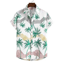 Load image into Gallery viewer, Men's Summer Short Sleeve Palm Tree Printed Button Down Aloha Shirts