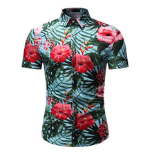 Load image into Gallery viewer, Summer Palm Tree Print Beach Hawaiian Slim Fit Shirt for Men