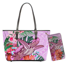 Load image into Gallery viewer, Hawaiian Tribe Floral With Turtle Print 2pcs Set Shoulder Bag And Purse