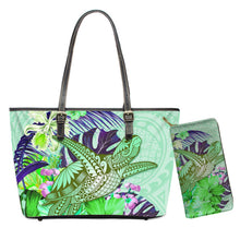 Load image into Gallery viewer, Hawaiian Tribe Floral With Turtle Print 2pcs Set Shoulder Bag And Purse