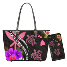 Load image into Gallery viewer, Hawaiian Polynesian Turtle Plumeria Print Shoulder Bag And Purse Set