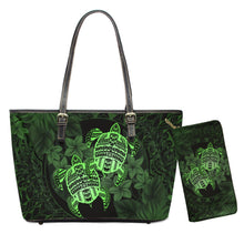 Load image into Gallery viewer, Hawaiian Polynesian Turtle Plumeria Print Shoulder Bag And Purse Set