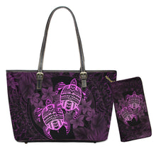 Load image into Gallery viewer, Hawaiian Polynesian Turtle Plumeria Print Shoulder Bag And Purse Set