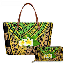 Load image into Gallery viewer, Handbag with Purse 2pcs/set Gradient Hawaiian Tribe Plumeria Pattern