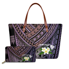 Load image into Gallery viewer, Handbag with Purse 2pcs/set Gradient Hawaiian Tribe Plumeria Pattern