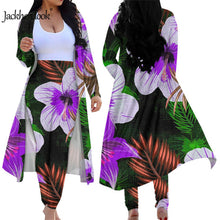 Load image into Gallery viewer, Tropical Hawaiian Floral Print Elegant 2 Piece Cardigan and High Waist Pants Set