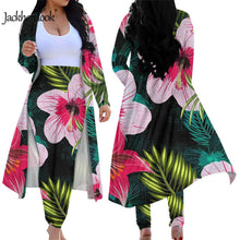Load image into Gallery viewer, Tropical Hawaiian Floral Print Elegant 2 Piece Cardigan and High Waist Pants Set