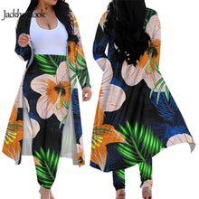 Load image into Gallery viewer, Tropical Hawaiian Floral Print Elegant 2 Piece Cardigan and High Waist Pants Set