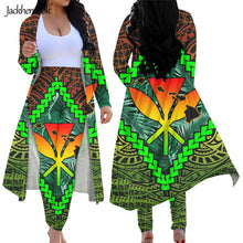 Load image into Gallery viewer, Hawaiian Maps Design Long Sleeve Open Front Cardigan Cover Up and High Waisted Pants Set