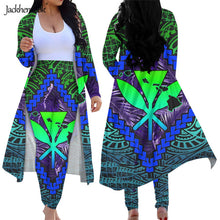 Load image into Gallery viewer, Hawaiian Maps Design Long Sleeve Open Front Cardigan Cover Up and High Waisted Pants Set