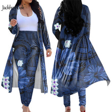 Load image into Gallery viewer, Hawaiian Hibiscus Polynesian Tribal Print Cardigan and Elastic Pants 2 piece Suit
