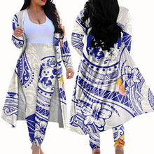 Load image into Gallery viewer, Hawaiian Style Tonga Polynesian Tattoo 2 Piece Cardigan Pant Set for Women