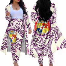 Load image into Gallery viewer, Hawaiian Style Tonga Polynesian Tattoo 2 Piece Cardigan Pant Set for Women