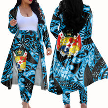 Load image into Gallery viewer, Hawaiian Style Tonga Polynesian Tattoo 2 Piece Cardigan Pant Set for Women