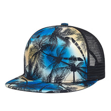 Load image into Gallery viewer, Mesh Baseball Cap Coconut Tree Print Flat-brimmed Snapback Trucker/Hat Unisex