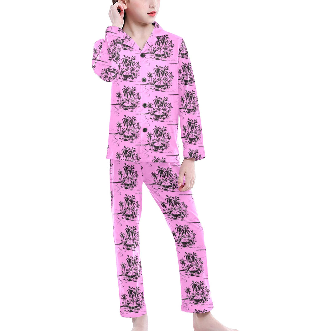 Big Girls' V-Neck Long Pajama Set