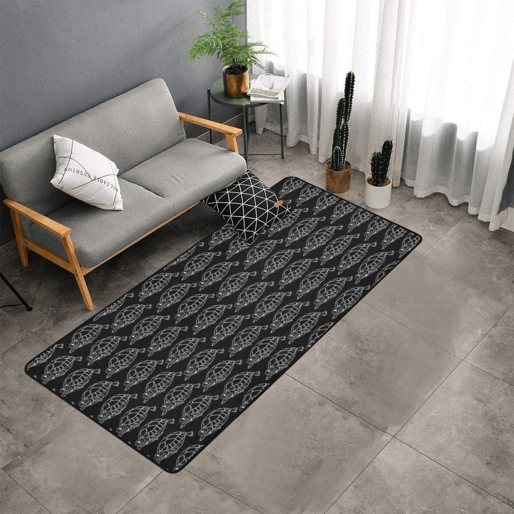 Bluwaii Area Rug with Black Binding