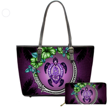 Load image into Gallery viewer, Hawaiian Samoa Turtle Hibiscus Print Luxury Handbag and Purse
