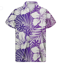 Load image into Gallery viewer, Orchids Hibiscus Leaves Print Tropical Hawaiian Floral Short Sleeved Shirts for Men
