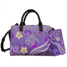 Load image into Gallery viewer, Polynesian Sea Turtle Print Clutch Purse Hawaiian Plumeria Pattern Handbag
