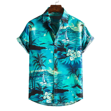 Load image into Gallery viewer, Men's Summer Short Sleeve Palm Tree Printed Button Down Aloha Shirts
